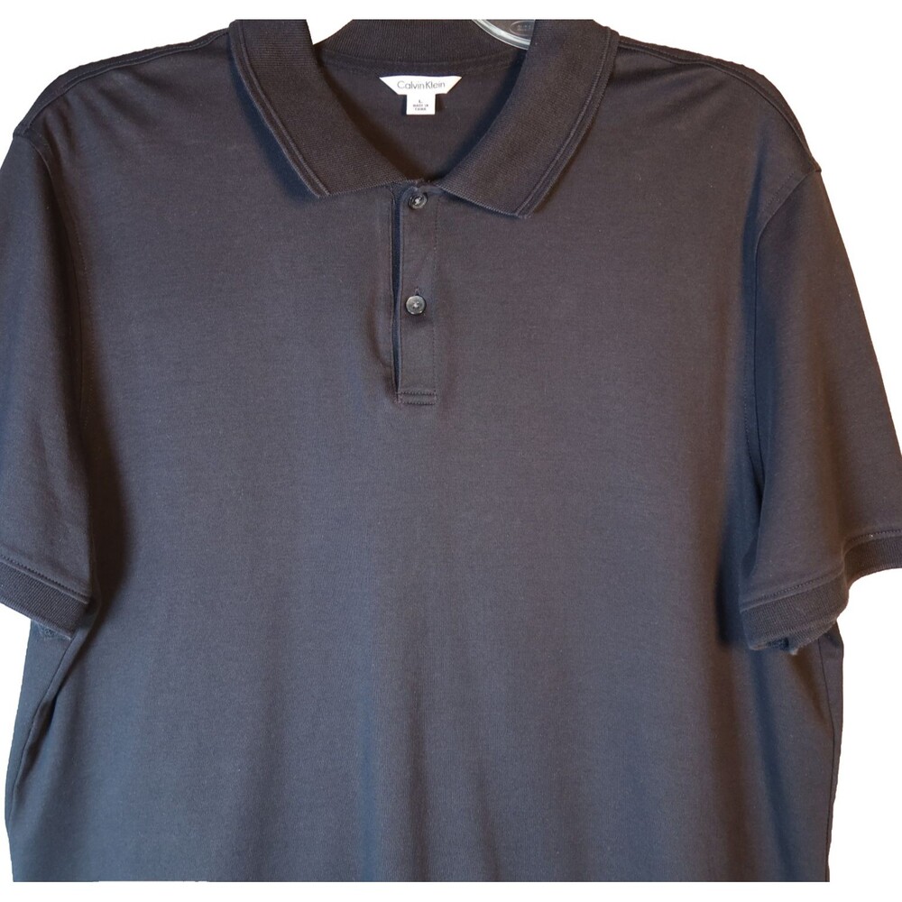 Calvin Klein Golf Polo Shirt Mens Large Black Short Sleeve Liquid Soft Cotton